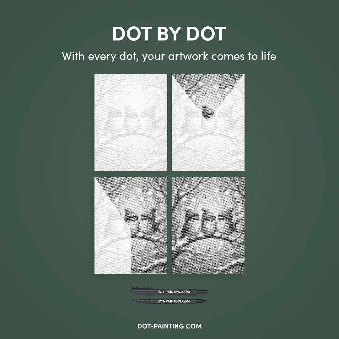 Uccelli con cappelli Dot Painting