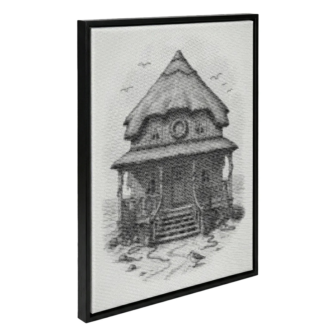 Pittura a punti del cottage sulla spiaggia