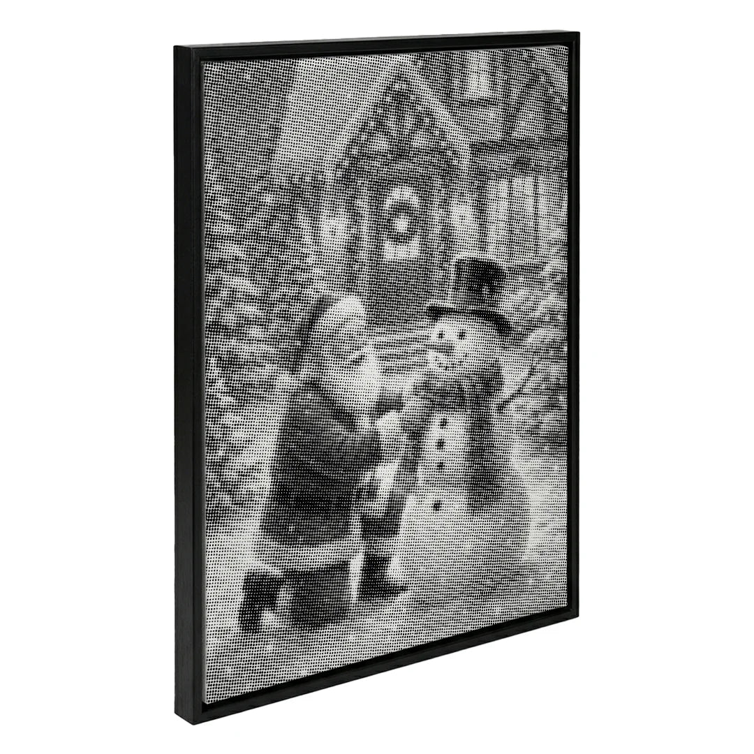 Babbo Natale con il pupazzo di neve dipinto a punti