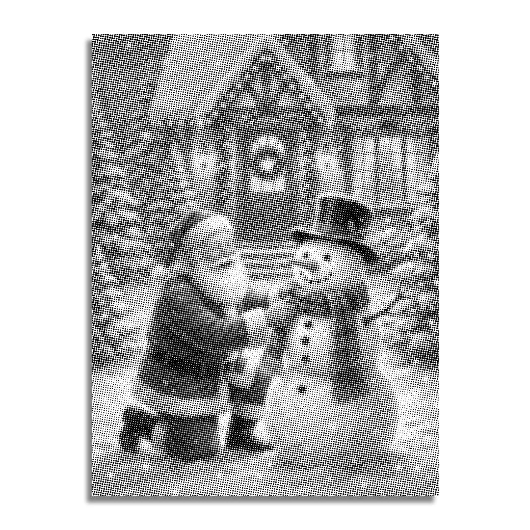 Babbo Natale con il pupazzo di neve dipinto a punti