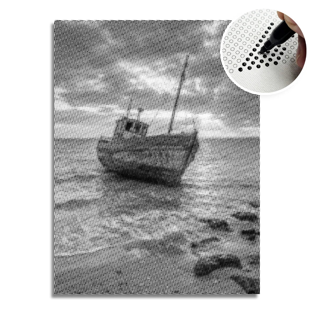 Vecchia pittura a punti della barca