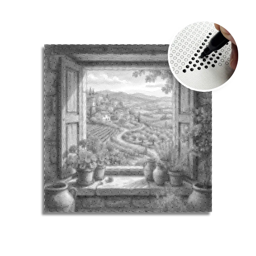 Vista attraverso la pittura a punti persiane