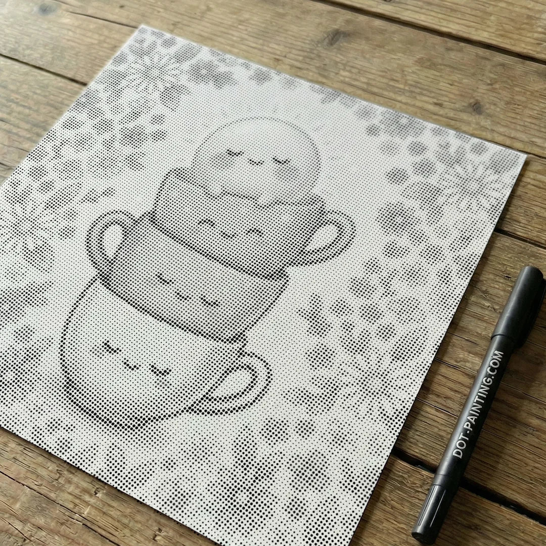 Pittura a punti di tazze felici