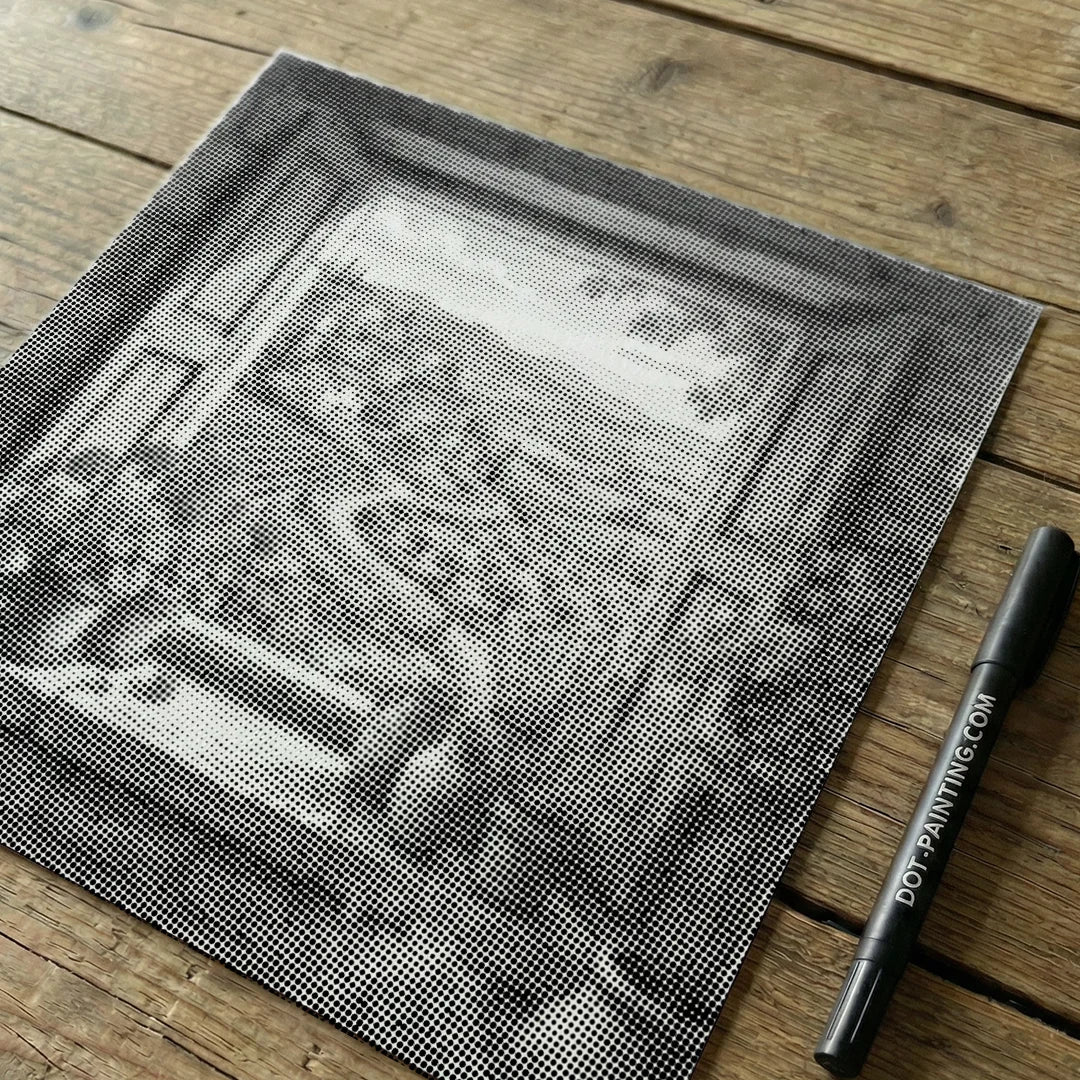 Vista attraverso la pittura a punti persiane
