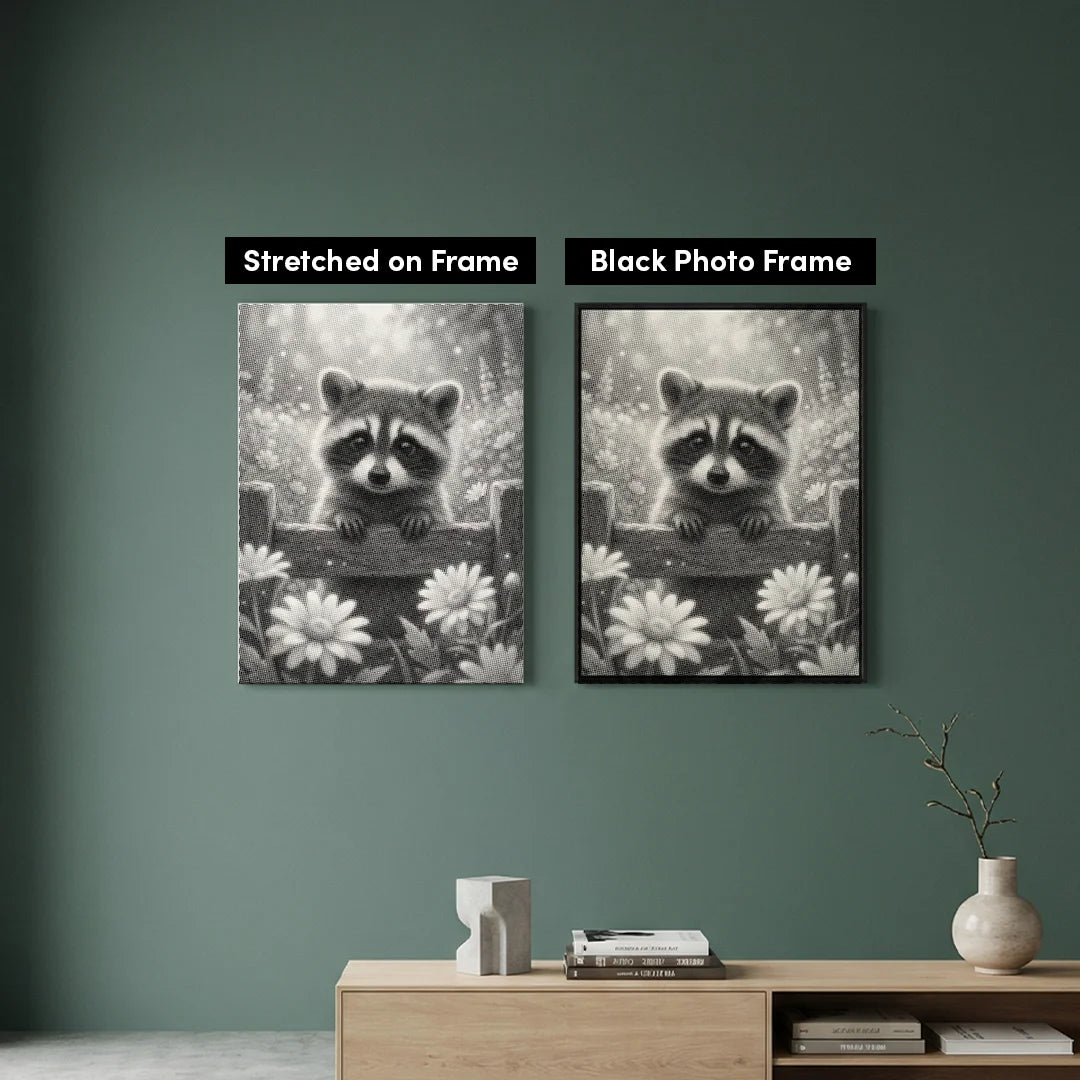 Procione con fiori Dot Painting