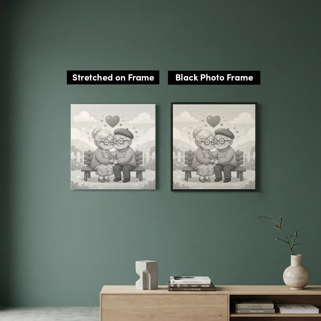 Pittura a punti di vecchia coppia