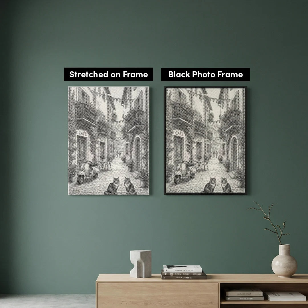 Pittura a punti del villaggio affascinante