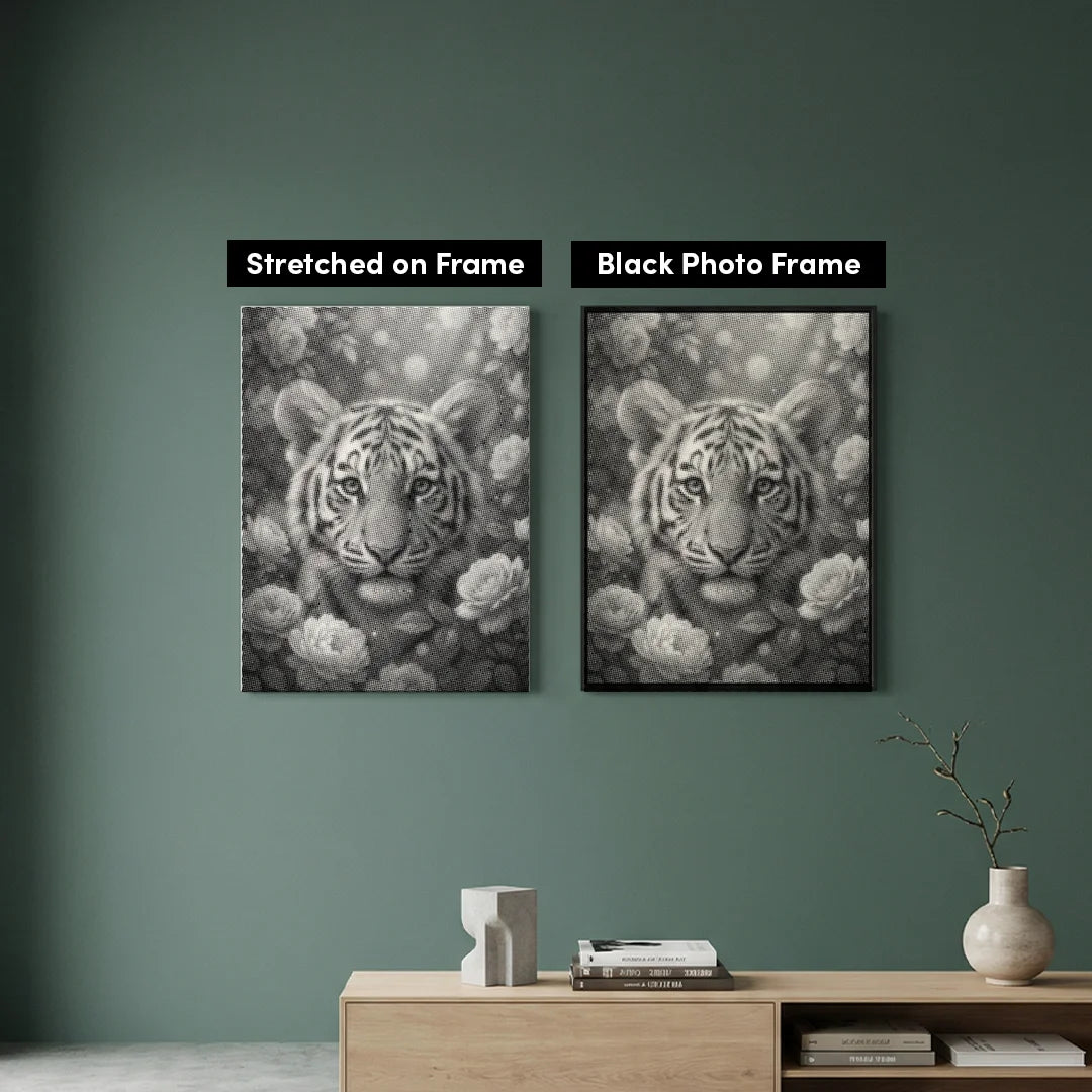Tigre con pittura a punti di fiori