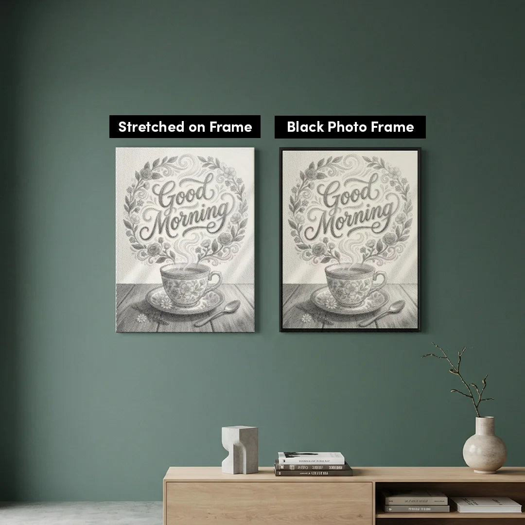 Pittura a punti del caffè del buongiorno