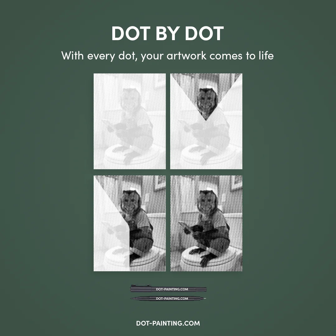 Monkey on A Toilet dot painting