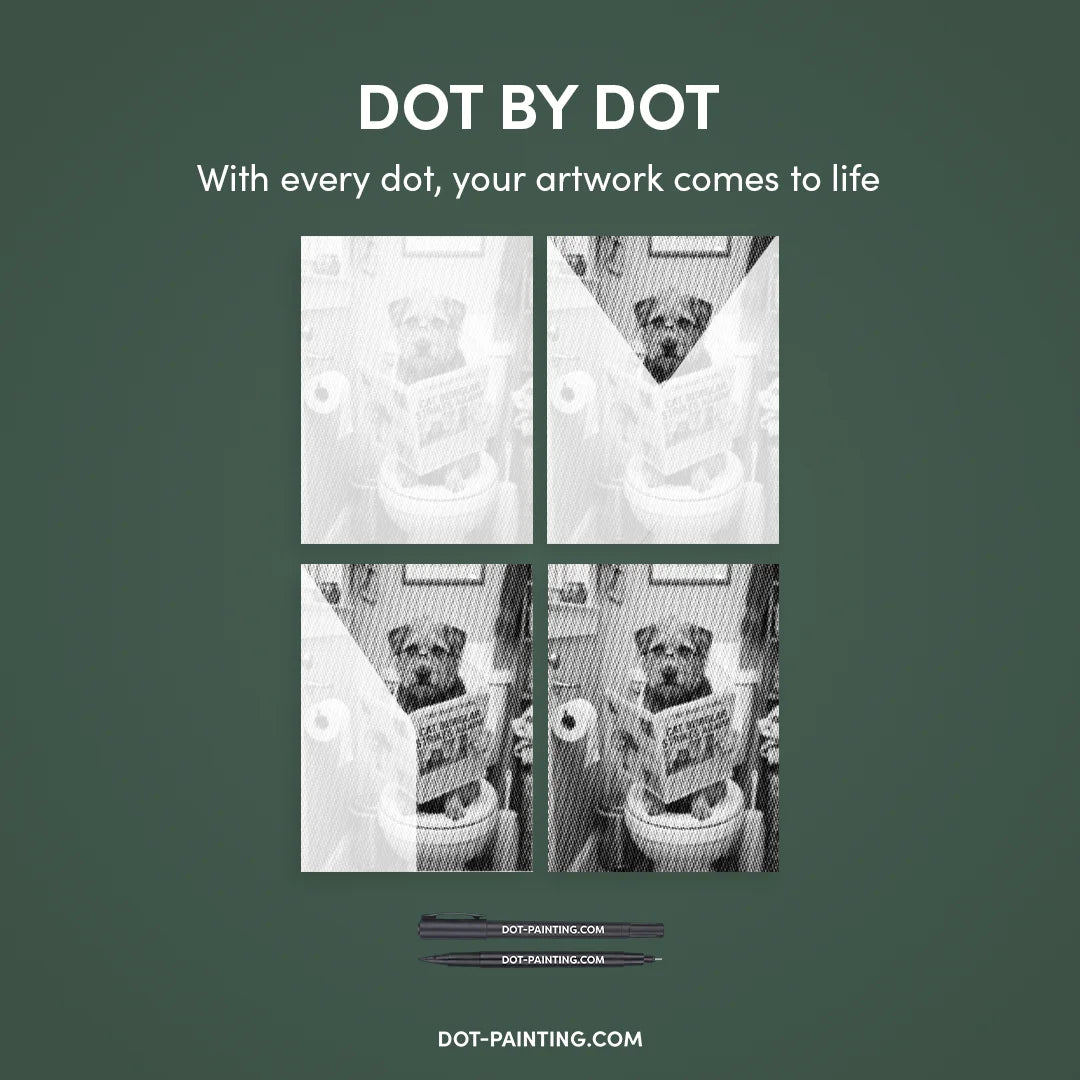 Dog on A Toilet Dot Painting