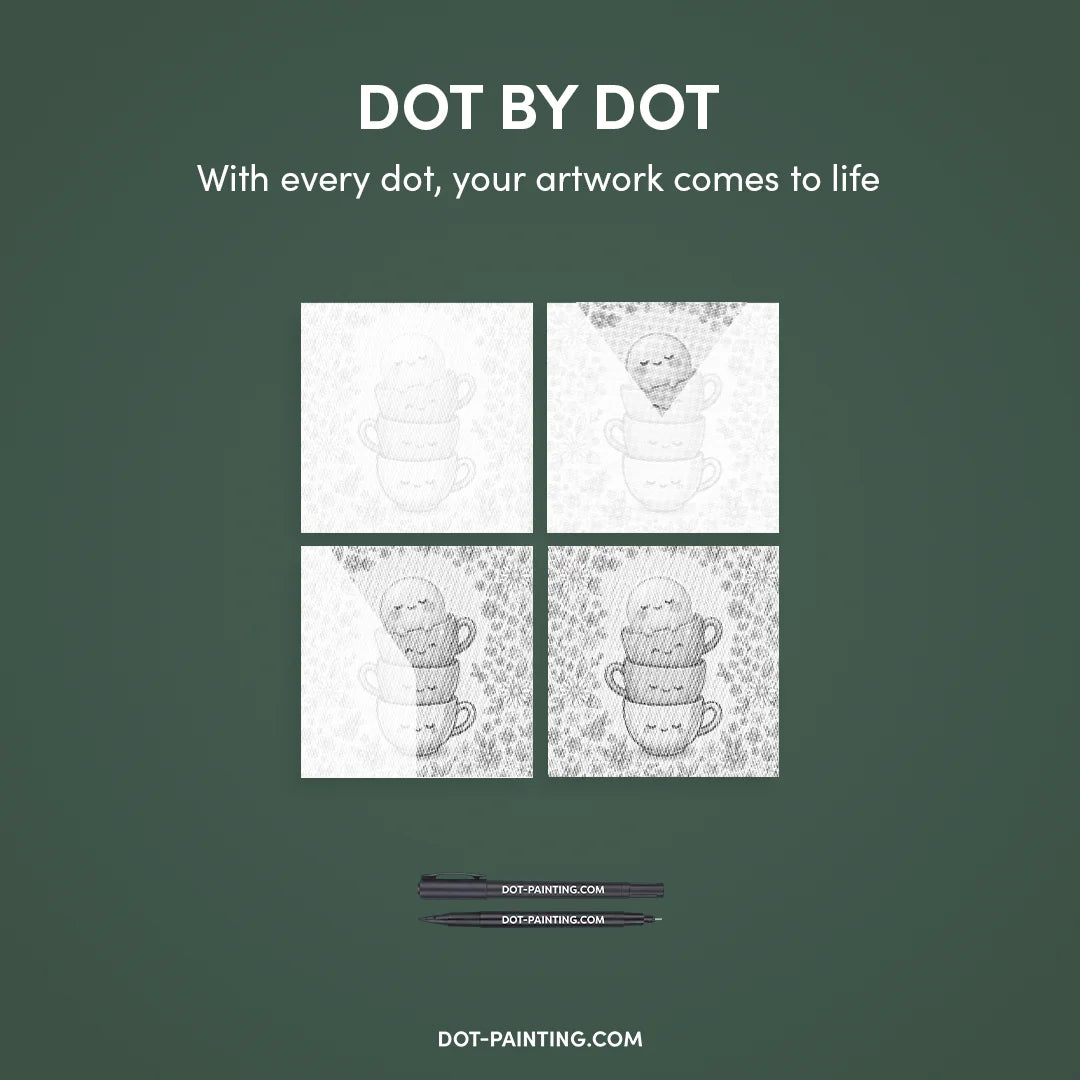 Pittura a punti di tazze felici